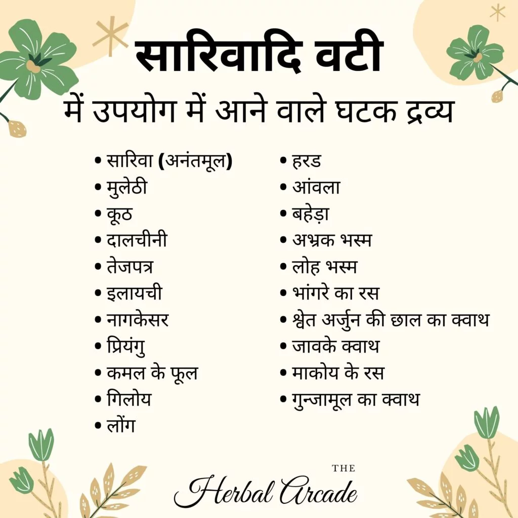 sarivadi vati contents herbal arcade 