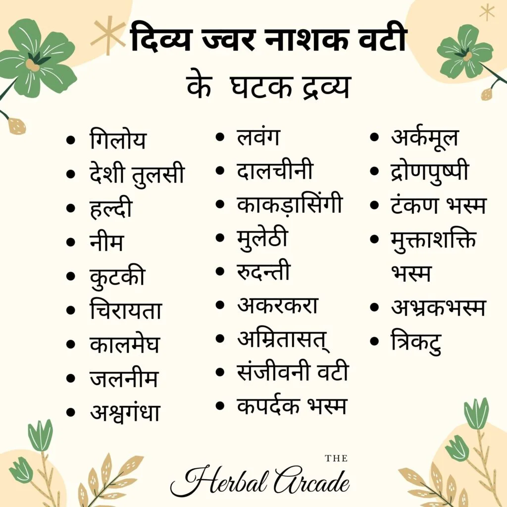 divya jwar nashak vati contents Herbal Arcade