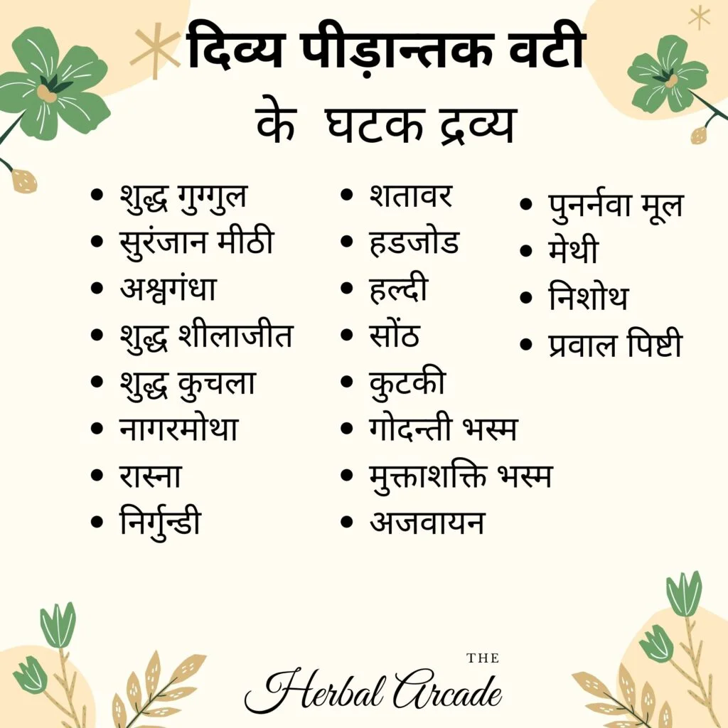 divya peedantak vati contents herbal arcade